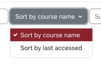 Sorting options for courses.