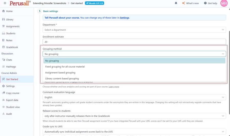 Perusall Groupings Screenshot