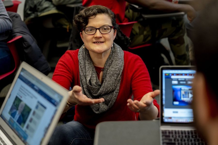 Associate Professor of Digital and Computational Studies Carrie Diaz Eaton teaches her course “Calling Bull in a Digital World” in Carnegie Science Hall.