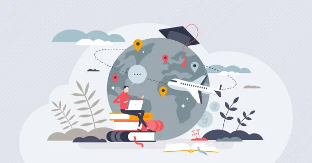 Study Abroad cartoon graphic - purely aesthetic no important information