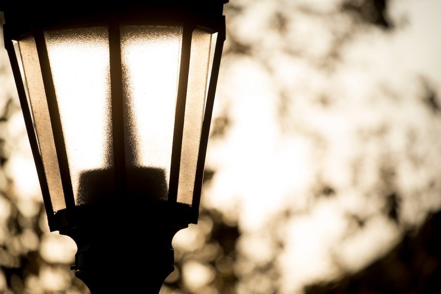 Looking back at another beautiful Bates autumn. Enjoy the Thanksgiving recess, and we'll see you soon.
Lamp on library quad
