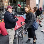 Moments from this years Campus Safety Bicycle Registration event outside Commons on September 25, 2023.

Jim Miclon, Campus Safety Officer, left,

(Theophil Syslo | Bates College)