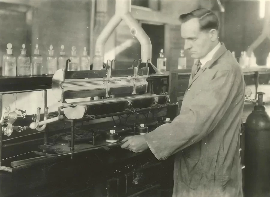 chemistry professor in historical photo