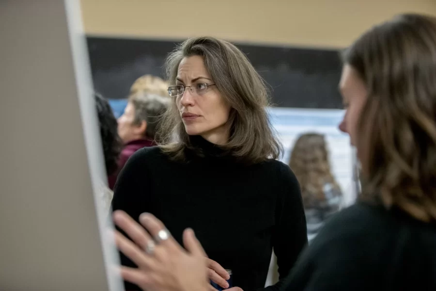 The environmental studies department holds a research poster session in Hedge Hall during the final week of classes. Jane Costlow attends.
Sonja K. Pieck
Associate Professor of Environmental Studies
