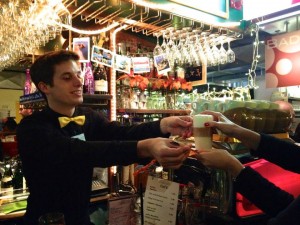 Bar tending at Champagner Express Markthalle Freiburg. Photo: Eric Adamson