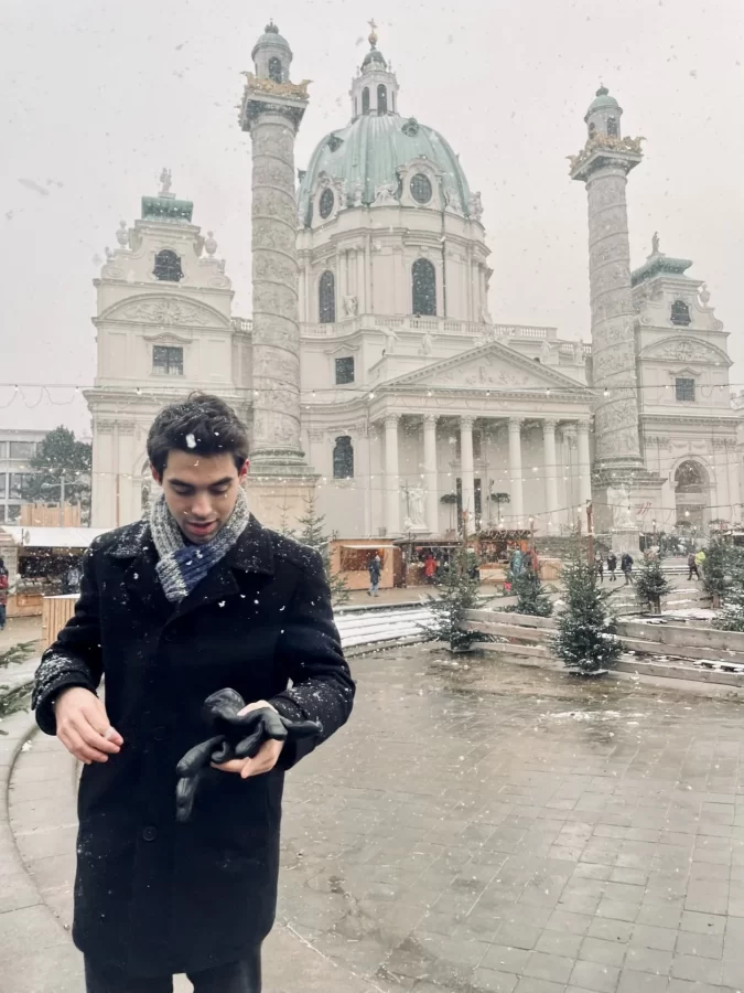 In front of the Karlskirche (St. Charles's Church) in Vienna (Photo: Jaden Witte-Schrock)