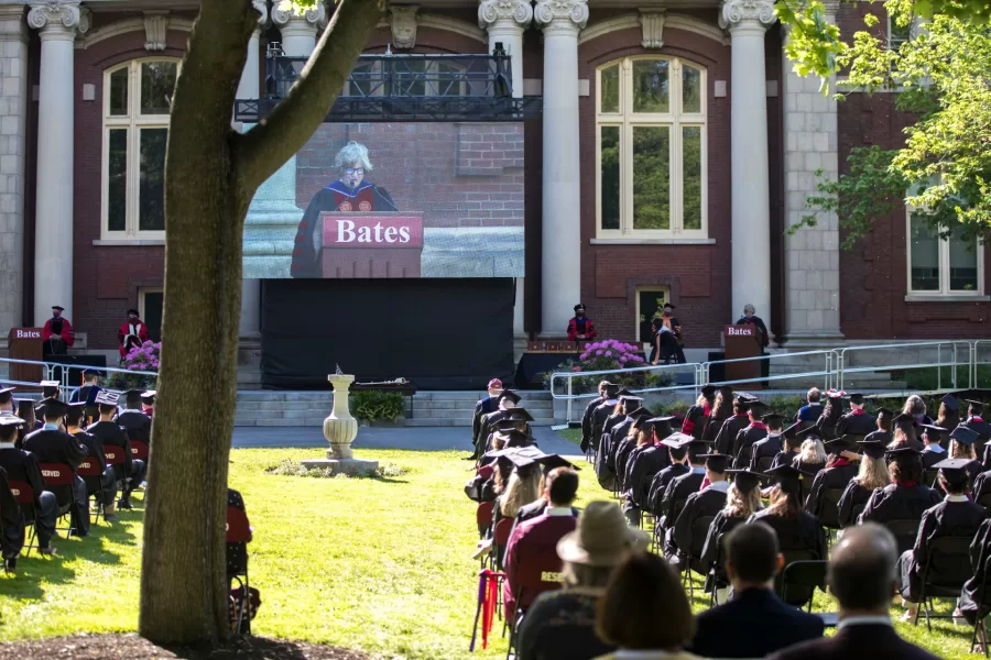 President Clayton Spencer addresses graduates in the Class of 2021 in May. Bates is committed to meeting 100 percent of students’ financial need for all four years—an annual commitment of approximately $36 million in grant aid. This commitment is supported by generous philanthropy from our alumni, parents, and friends. Nearly one-third of donors to the Bates Fund direct their gifts in support of financial aid.