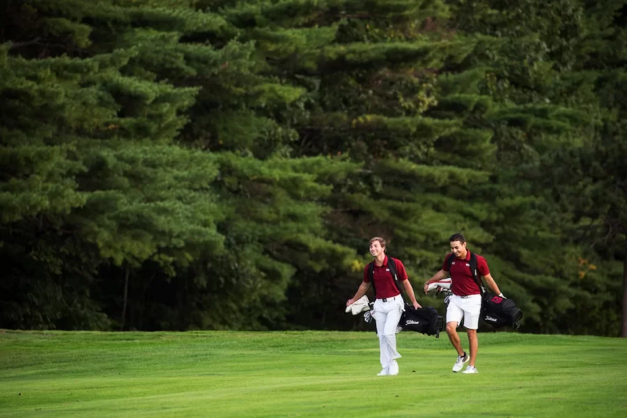 The Bates College Women's Golf team poses for portraits at the Martindale Country Club on September 27, 2018.