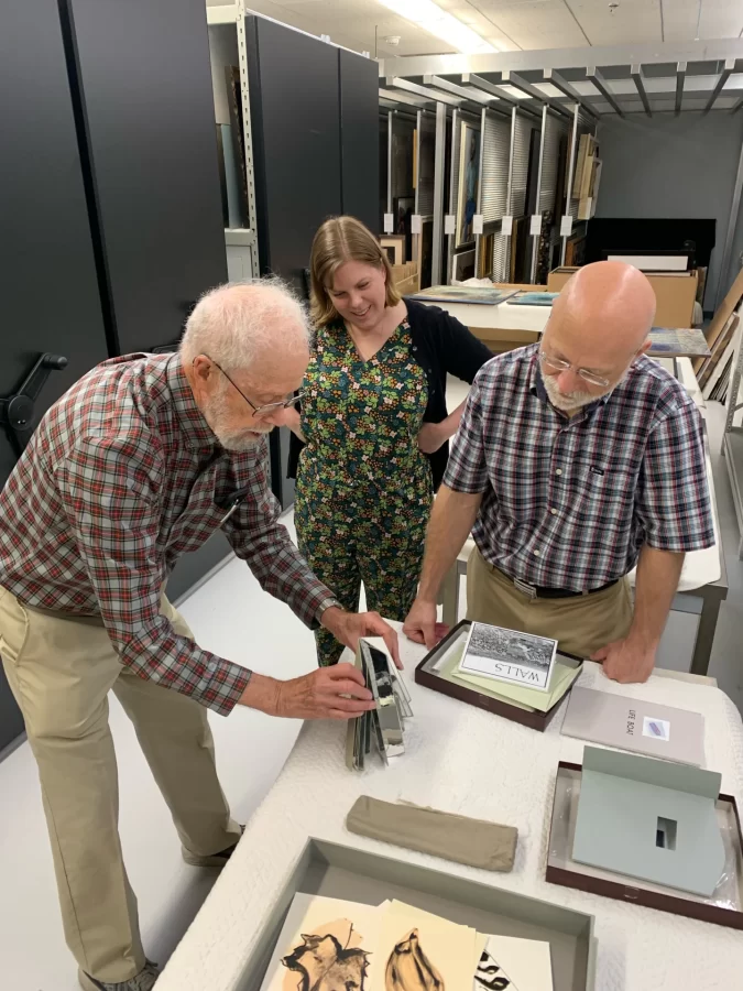 Lee Bjerke shares Carol’s work with Associate Collections Manager/Registrar Corie Audette and Education Curator & Interim Operations Manager Anthony Shostak.
