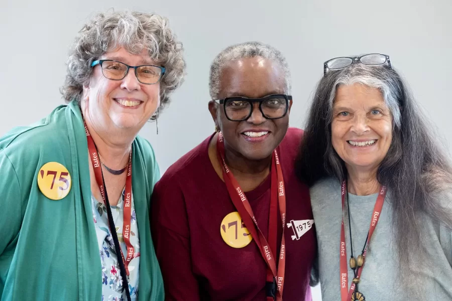 On Saturday, June 7, 2025, members of the 50th Reunion Class of 1975 who lived together in Rand Hall get together in Chu Hall, their Reunion 2025 residence, to reminisce and pose for a few photos. “The girls of Rand,” they called themselves.