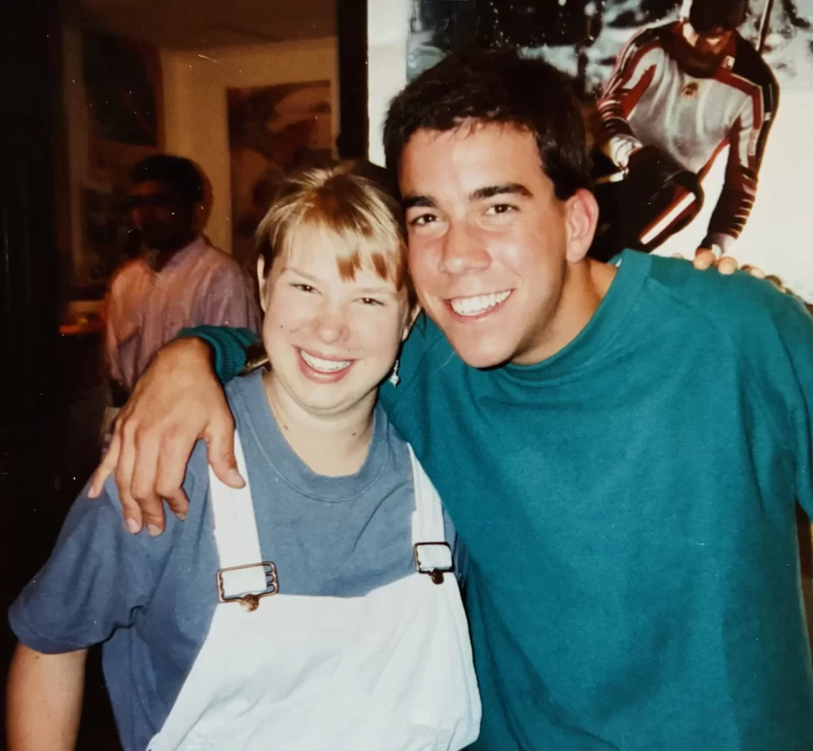Steven and classmate Amy Hutchinson ’91 in their dorm, JB.