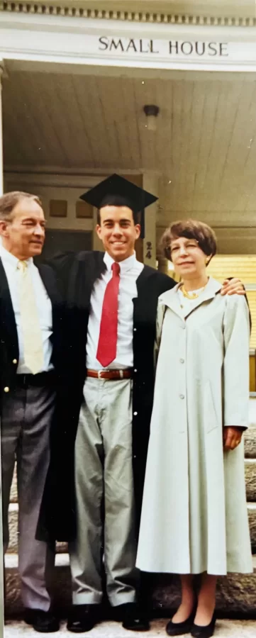 Steve and his parents on graduation day.