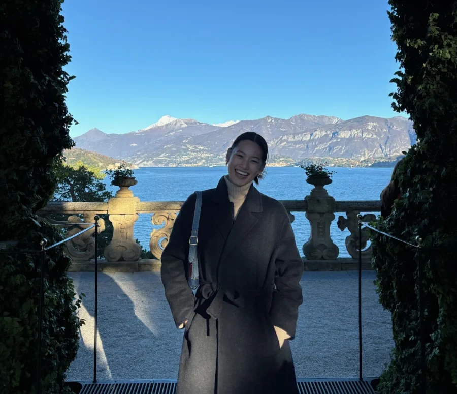 student smiling studying abroad
