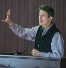 Holly Ewing, professor of environmental studies at Bates College, speaks about the health of Lake Auburn water during a Great Falls Forum at the Lewiston Public Library in March. Sun Journal file photo