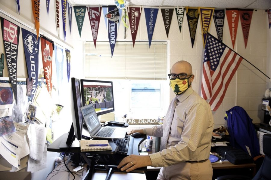 Doug Dumont is the coordinator for the Aspirations Program at Lewiston High School. About 40 Bates College students volunteer to help LHS students through a remote tutoring program.