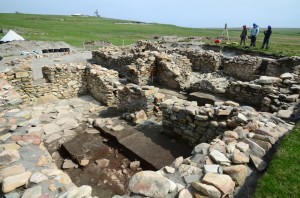 Excavation of the buried Broo Site II buildings 2013.