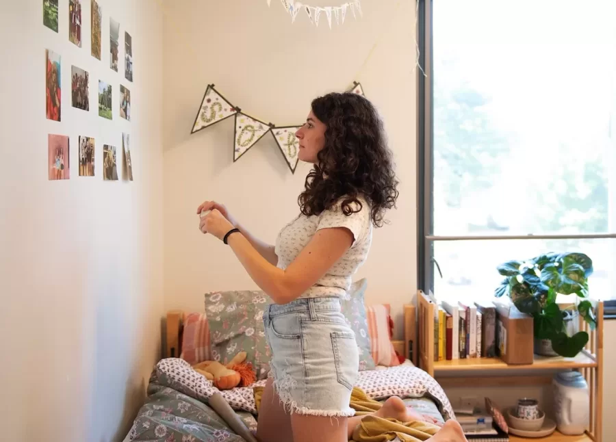 a student mindfully decorates their room