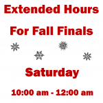 Extended Hours this Saturday! Extended Hours this Saturday!