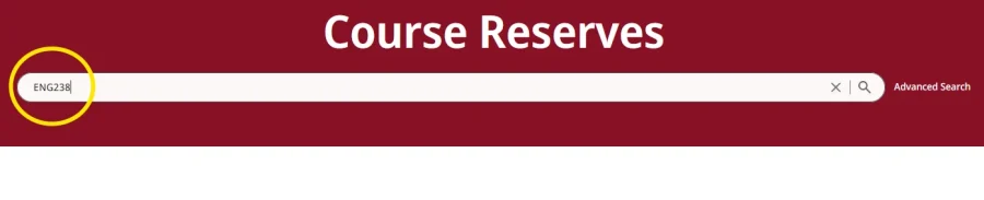 Course Reserves search bar
