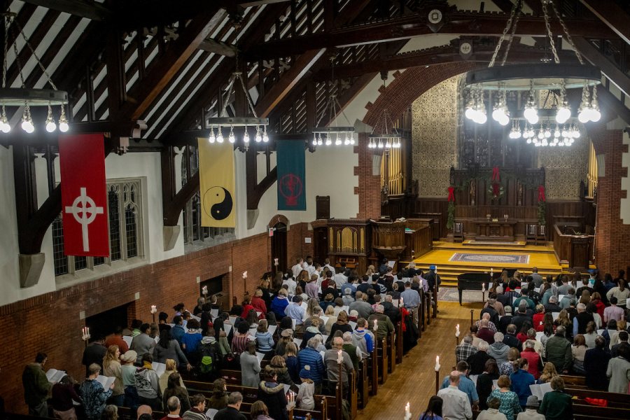Audience for Candles & Carols viewed from the balcony