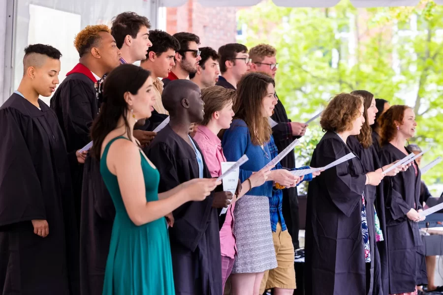 Class of 2022 celebrates Baccalaureate on the Historic Quad with Baccalaureate address delivered by Josh Rubin, Ph.D., visiting assistant professor of Anthropology.
Saturday May 28, 2022
11:00 a.m., The Historic Quad
Baccalaureate is a gathering of graduating seniors and their families and friends to celebrate this milestone in their lives and give thanks for the help they received along the way. It is a joyous celebration planned by students that features poetry, story-telling, a cappella, a student band, dance, parent reflections and an address by a faculty or staff person chosen by the graduating class.
Baccalaureate is held on the Historic Quad (rain or shine) and seniors process into the service wearing caps and gowns. All friends and family are welcome to attend and seating is first-come, first-served. The procession begins at 10:50, with a musical prelude before.
We invite parents and families to contribute to the festivities in two ways:
Parents & Families Reflection and Blessing Cards