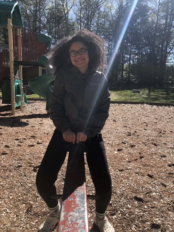 Angelica on a see-saw