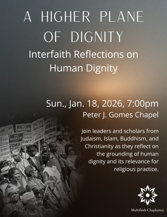 Poster with light shining in the middle and a picture of civil rights protesters at the bottom right