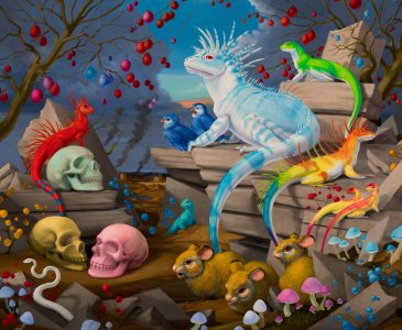 Laurie Hogin, Watering Hole (Social Species in the Late Anthropocene), 2017oil on canvas, 26.5 x 32 inches