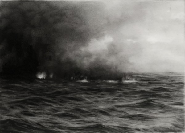 Smoking, 2010, charcoal on Mylar, 3 1/2" x 4", Courtesy of Aucocisco Galleries, Portland, Maine
