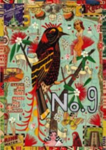 Tony Fitzpatrick (b.1958), Orange and Black Bird: Portal to the Mercy of Autumn, 2012, Mixed media on paper, 10 ½ x 7 ½ inches, Courtesy the artist