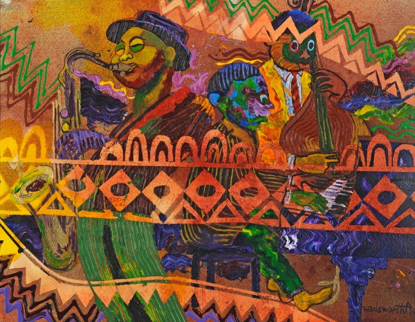 Wadsworth A. Jarrell, James Carter Trio, 1999, Acrylic on paper, Loan from Eric Key