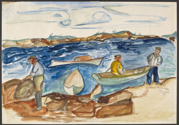 Chenoweth Hall, Fisherman at Petit Point Manan, 1936, watercolor 