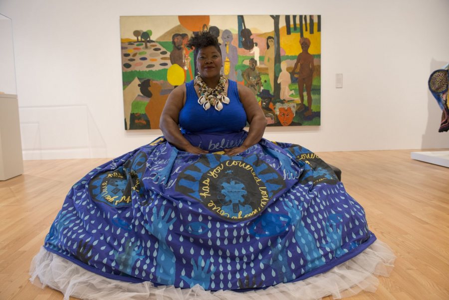 Vanessa German in Avery Court, Wadsworth Atheneum Museum of Art, Hartford, CT, 2016. Photo: Allen Phillips / Wadsworth Atheneum