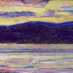 Marsden Hartley, Sundown, Kezar Lake, July 14, 1910, Oil on panel, 5 3/4 x 9 3/8 in., Bates College Museum of Art, Marsden Hartley Memorial Collection, Gift of Norma Berger, 1955.1.101