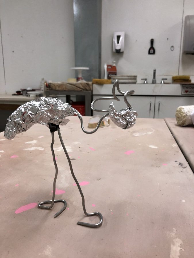 Eden Rickolt, Untitled, 2020, wire and foil, 5” x 4” x 6”