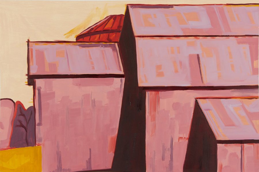 Otis Klingbeil, Vermont Barn 1, 2020, Oil paint and gesso on matte board, 15 1/2" x 23 1/2"