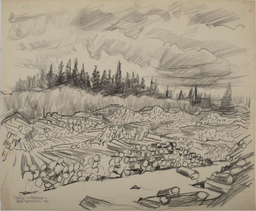 Landing on the Brook, 1941, charcoal on paper, 2018.5.96