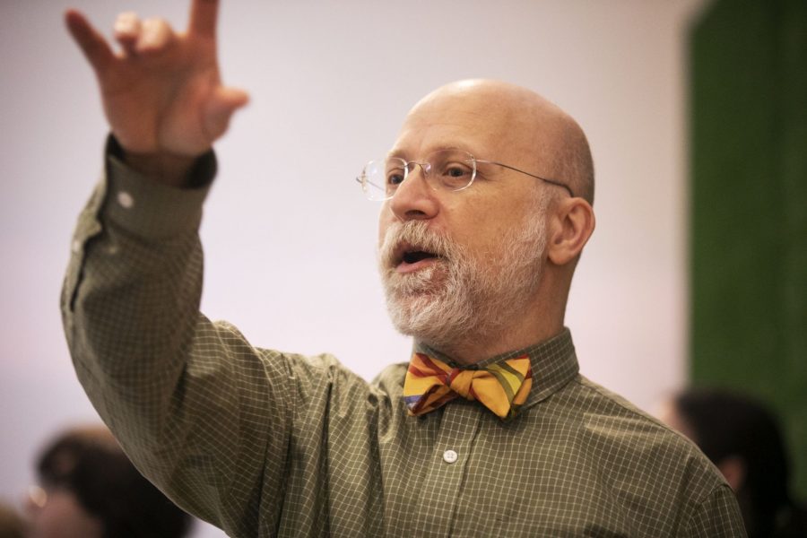 Anthony Shostak, education curator at the Bates Museum of Art, seen while Lewiston middle Schoolers visit campus on February 5, 2020.