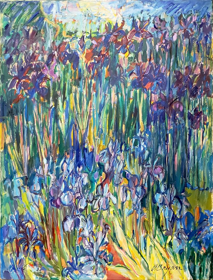 Ashley Bryan, Iris #1, n.d., acrylic on canvas, 48 1/2 x 36 3/4 in., Bates College Museum of Art, gift of Henry Isaacs and Donna Bartnoff Isaacs, 2020.2.9