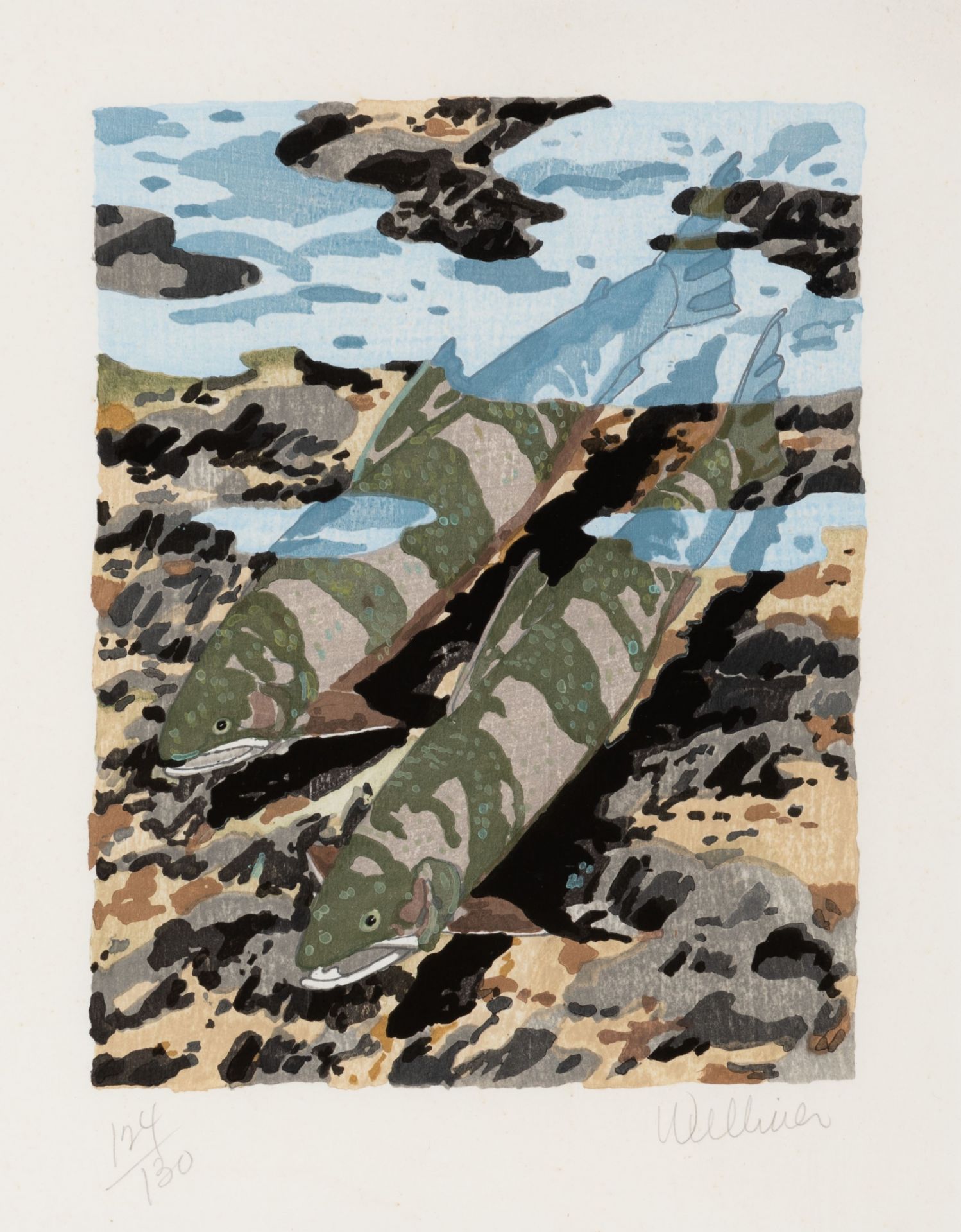 Neil Welliver, Trout, 1981, woodcut, ed. 124/130, 2020.1.50