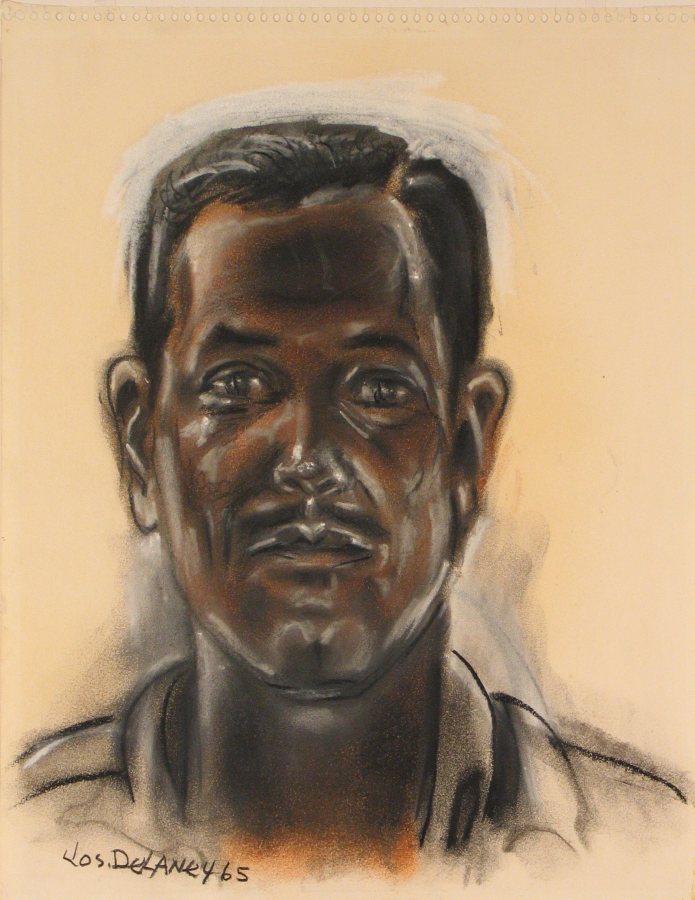 Joseph Delaney, Self Portrait, charcoal and pastel, 1965, 18 x 12 inches