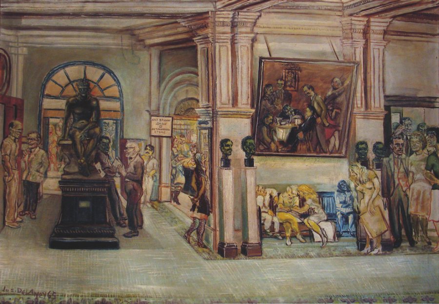 Joseph Delaney, Lobby of the Art Students League, 1965, oil on canvas, 37 x 52 inches