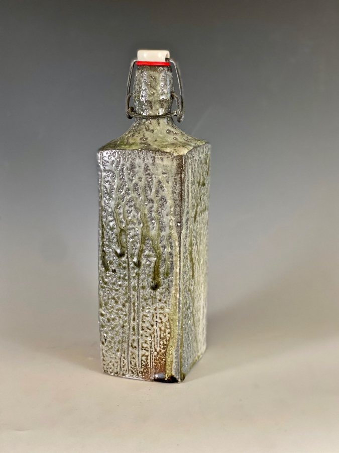 Alex Paton, Hooch Bottle, 2020, wood and soda fired stoneware, 11x3x3 inches