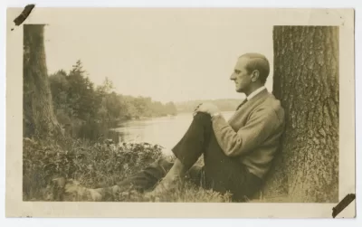 Unknown Artist, On the banks of the Androscoggin River at Lewiston, Maine, my birth place, n.d., photograph, 2 5/8 x 4 3/8 in., Marsden Hartley Memorial Collection, Gift of Norma Berger, 1955.1.173.g