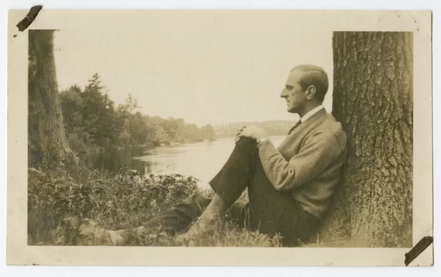 Unknown Artist, On the banks of the Androscoggin River at Lewiston, Maine, my birth place, n.d., photograph, 2 5/8 x 4 3/8 in., Marsden Hartley Memorial Collection, Gift of Norma Berger, 1955.1.173.g