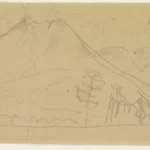 Marsden Hartley, Untitled (Mount Katahdin), c. 1939-40, graphite on paper, 3 x 5 in., Bates College Museum of Art, 1955.1.49