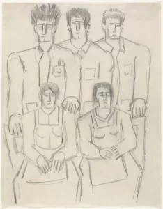 Marsden Hartley, [Study for Fisherman’s Family], ca. 1936-43, pencil on white paper, 10 1/2 x 8 in., Marsden Hartley Memorial Collection, Gift of Norma Berger, 1955.1.96