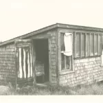 Unknown Photographer, Hartley’s studio in Corea, Maine, c. 1942-43, photograph, 4 x 5 in., Gift of Chenoweth Hall and Miriam Cowell, Bates College Museum of Art, 1996.8.1