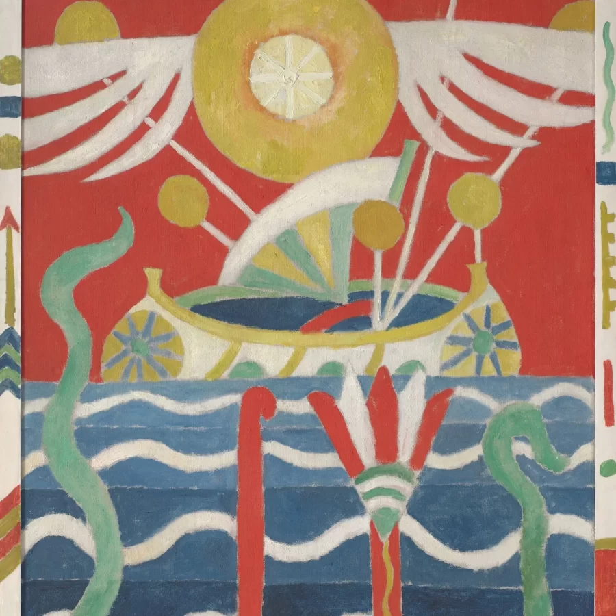 Marsden Hartley, Canoe (Schiff), 1915, Oil on canvas with painted frame, 39 3/4 x 31 7/8 in., 2 x 44 3/8 x 3 in., Vilcek Collection, 2015.05.01