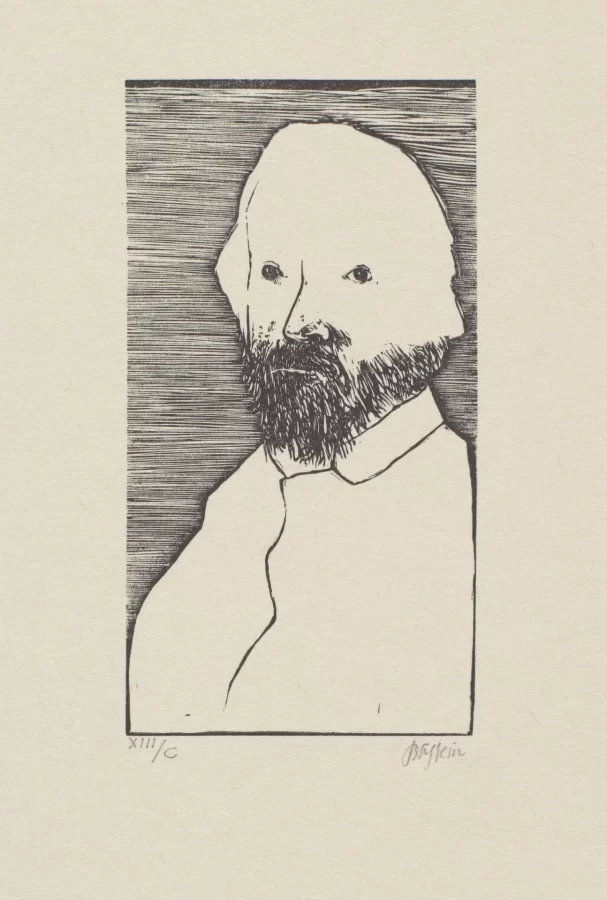 Leonard Baskin, Charles Meryon, n.d., Wood engraving, 4 5/8 x 2 1/2 in., Bates College Museum of Art, gift of John and Janet Marquess, 1989.8.1.f